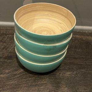 TJMaxx Aqua blue wood bowls (never used)